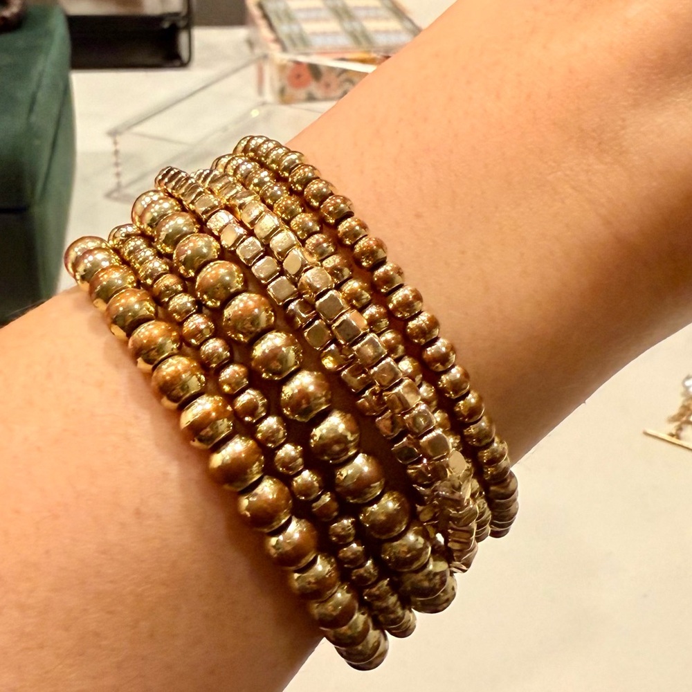 Elegant Gold Beaded Bracelet Set